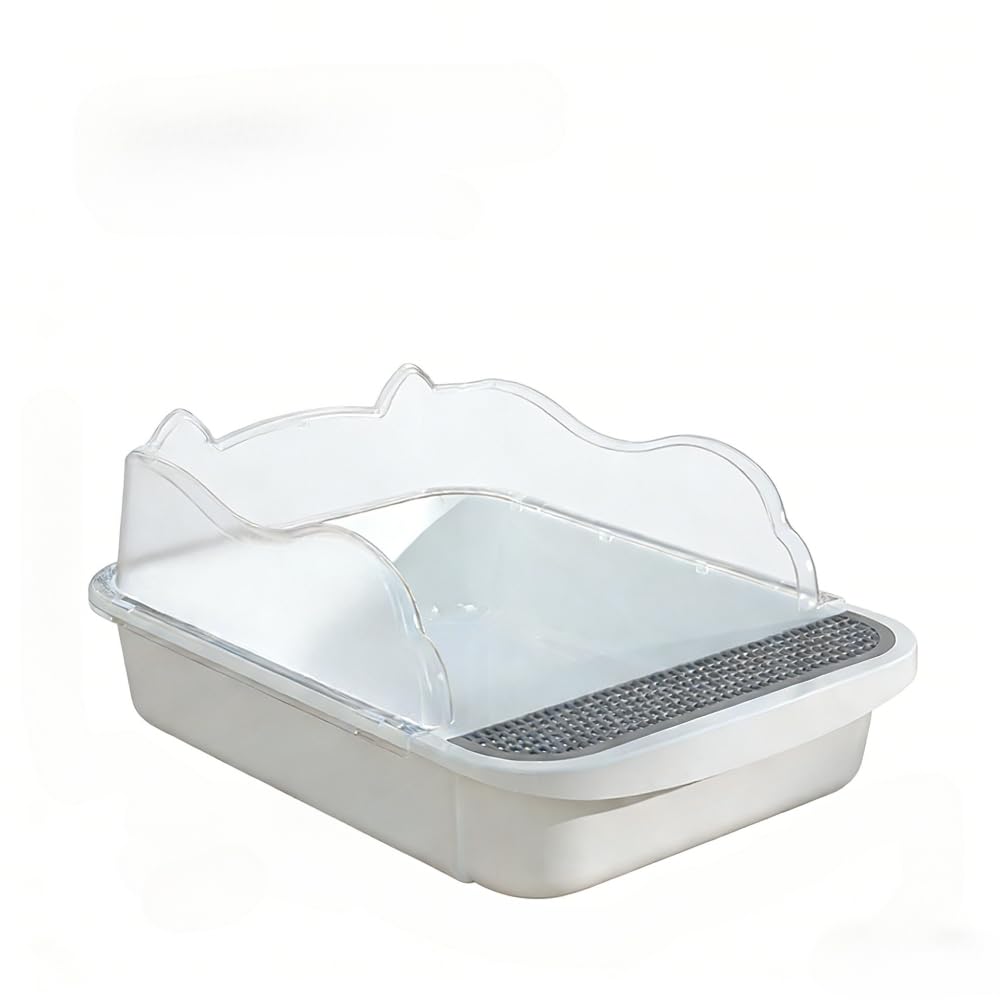 Open Top High Sided Cat Litter Box with Removable Tray and Scoop Q350994