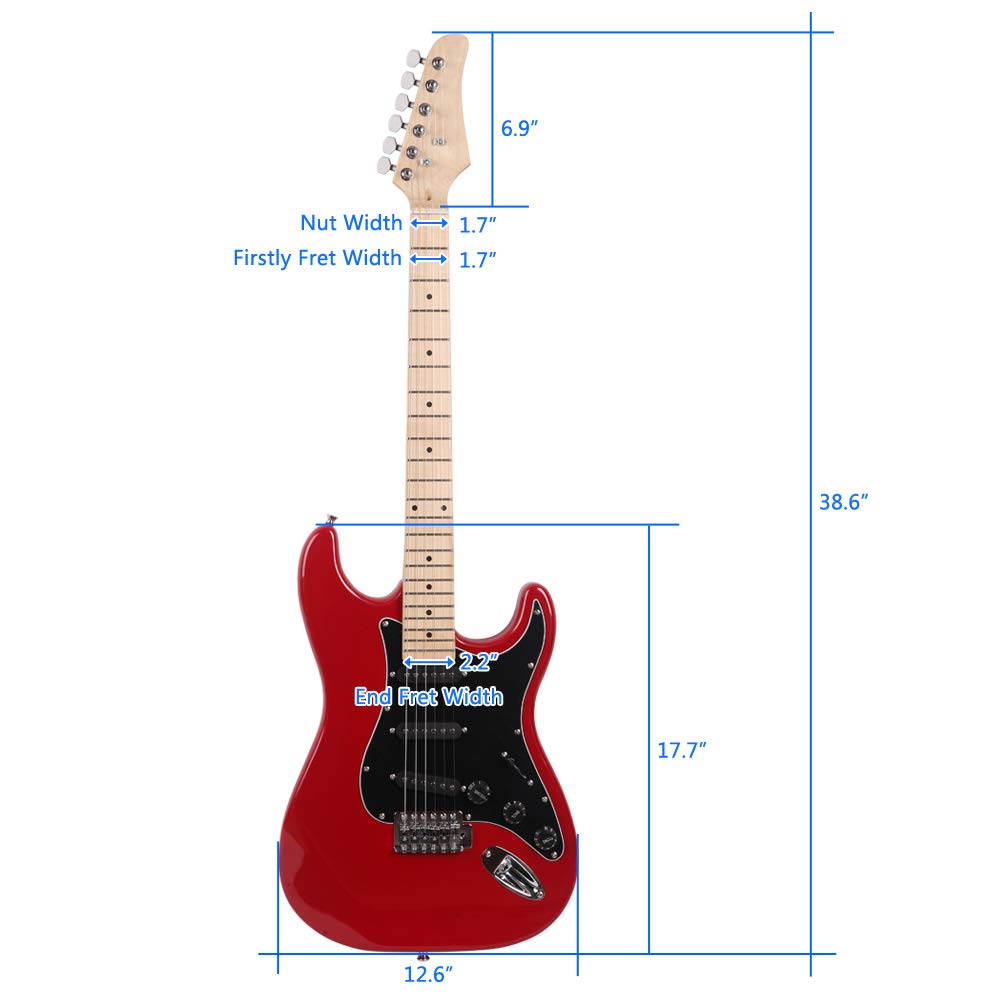 39" Full Size Electric Guitar with 20w Amp and Bag U96457