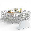 6 Ft Round Bi-Fold Folding Table with 10 Chairs S247
