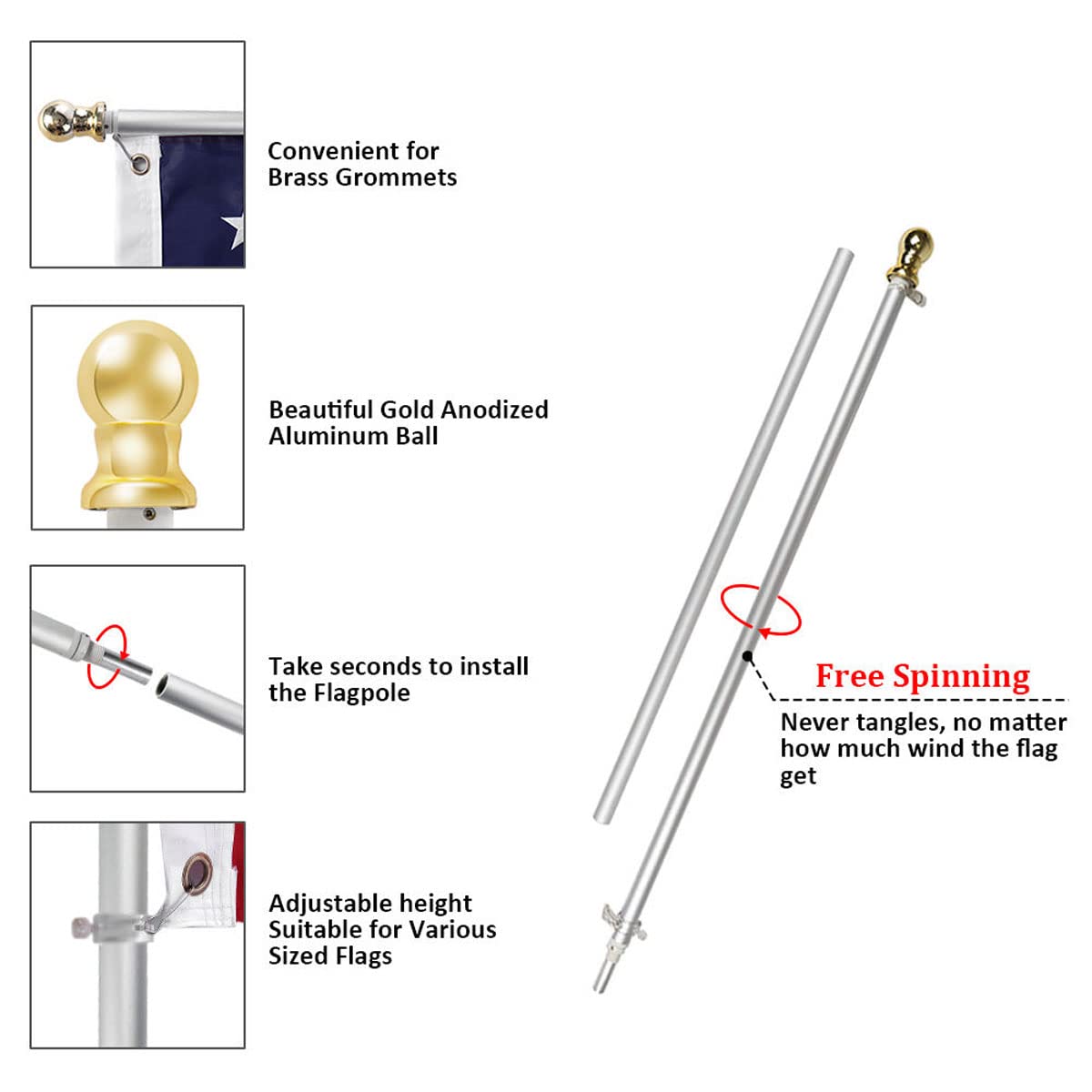 6ft Outdoor Flagpole S5574
