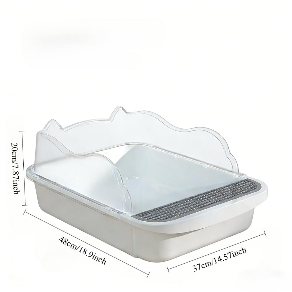 Open Top High Sided Cat Litter Box with Removable Tray and Scoop Q350994