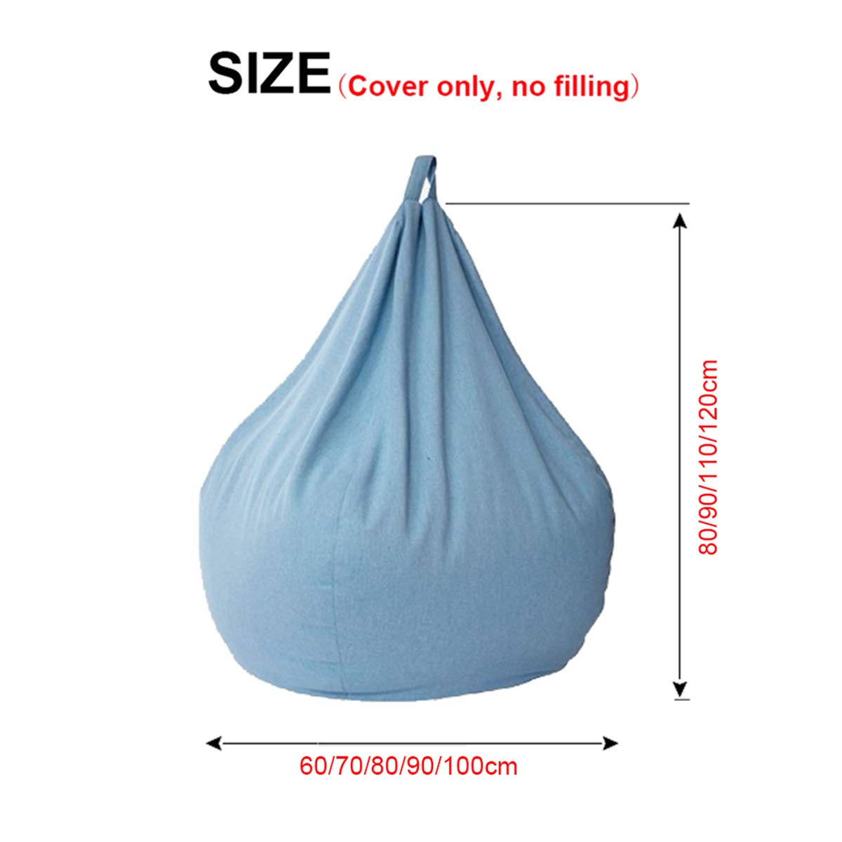 Linen Fabric Bean Bag Chair Cover 90x110cm D652