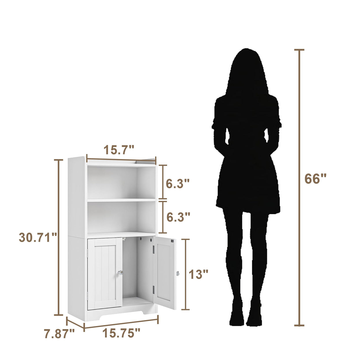 Small Bathroom Storage Cabinet with 2 Door and Shelves X69249