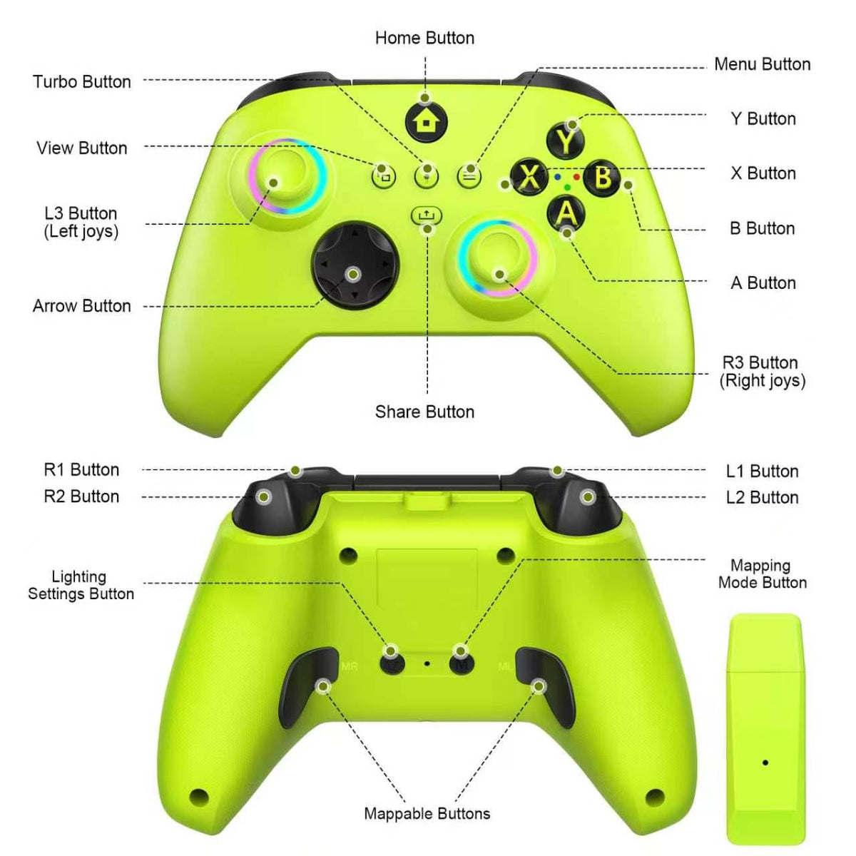 Wireless Controller for Xbox One Xbox Series X/S PC with RGB LED Light B336202