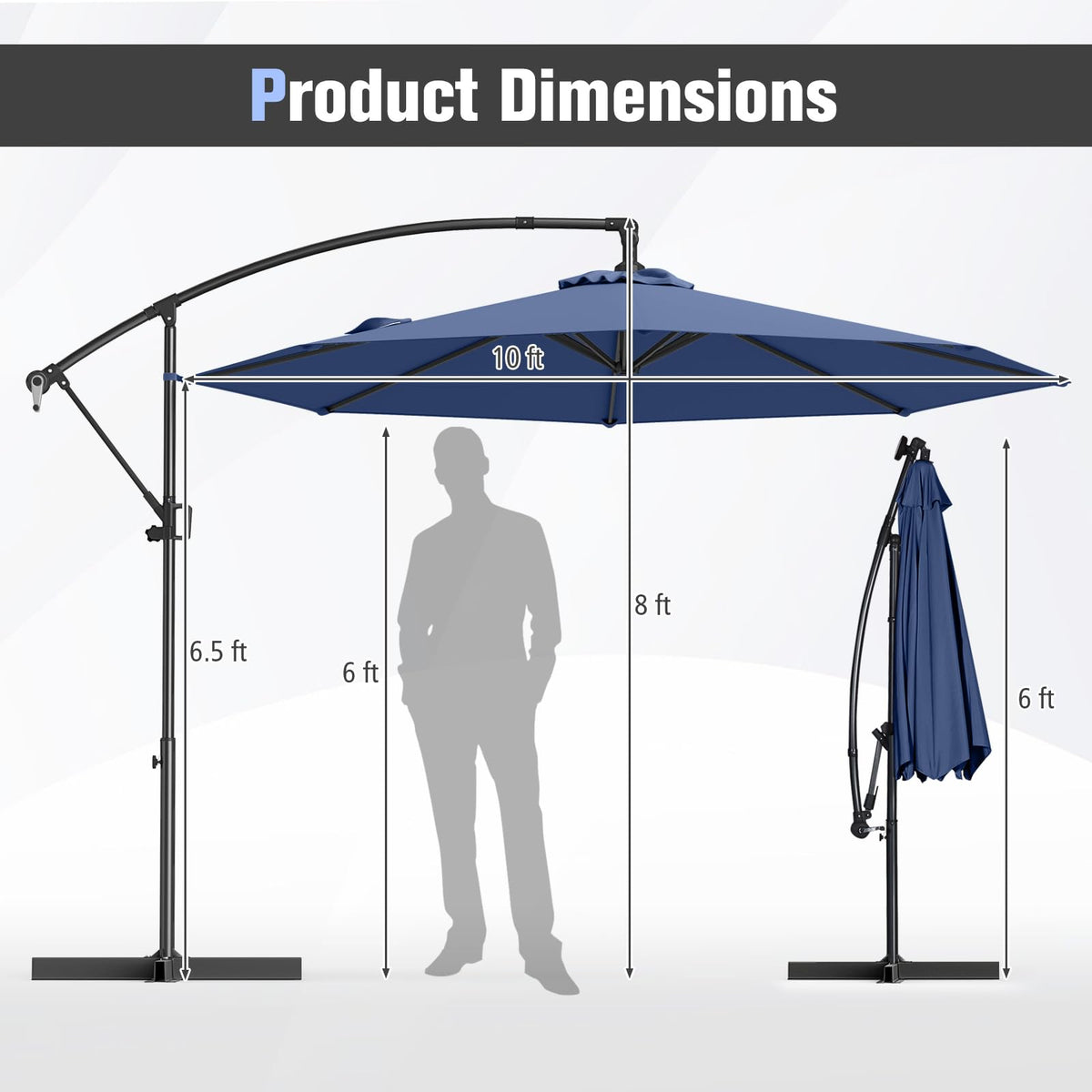 10 FT Navy Offset Cantilever Umbrella X780665