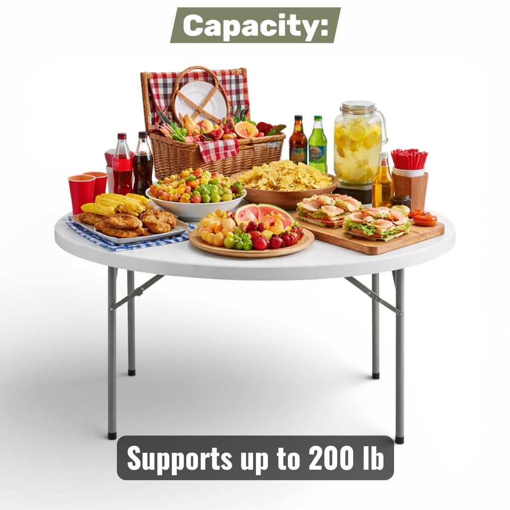 6 Ft Round Bi-Fold Folding Table with 10 Chairs S247