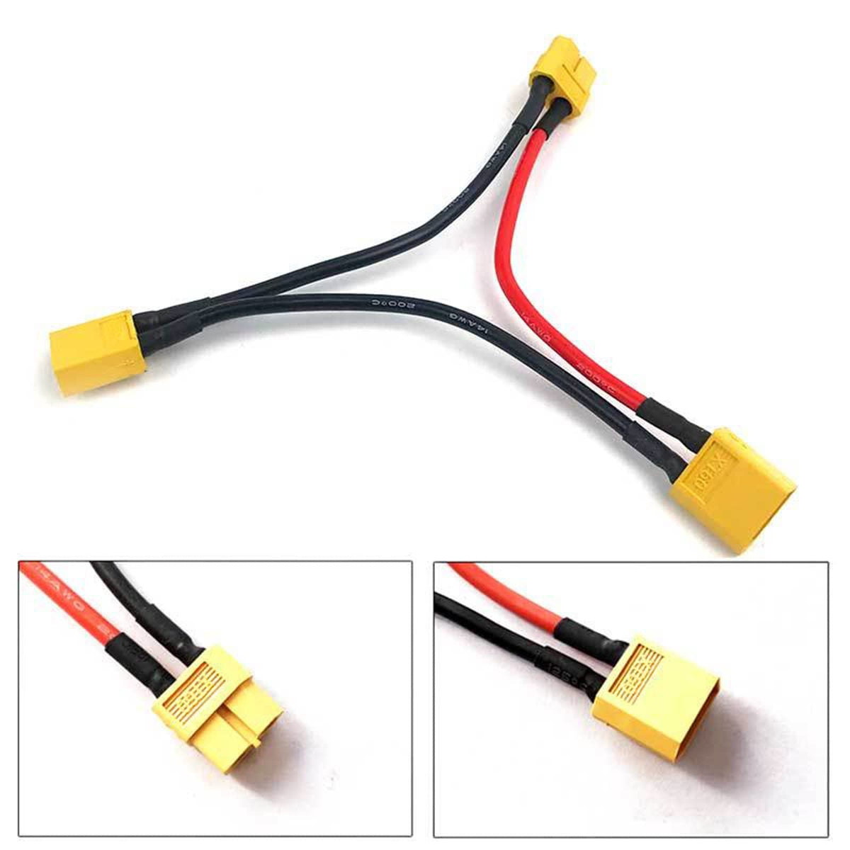 3 Pieces Battery Adapter Cable Y-Type Harness Connector XT60 Parallel N233482