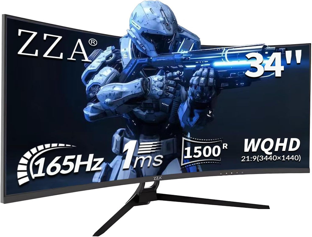 34 Inch Curved Ultrawide Monitor WQHD 165Hz 1ms HDR10 FreeSync G-Sync VESA Mount Compatible N144