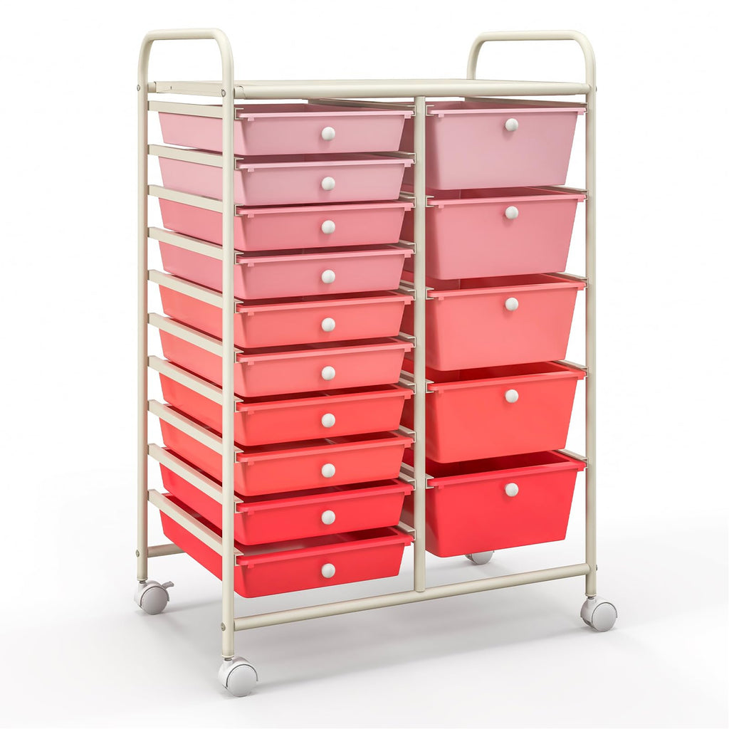 15 Drawer Multicolor Rolling Storage Cart G106