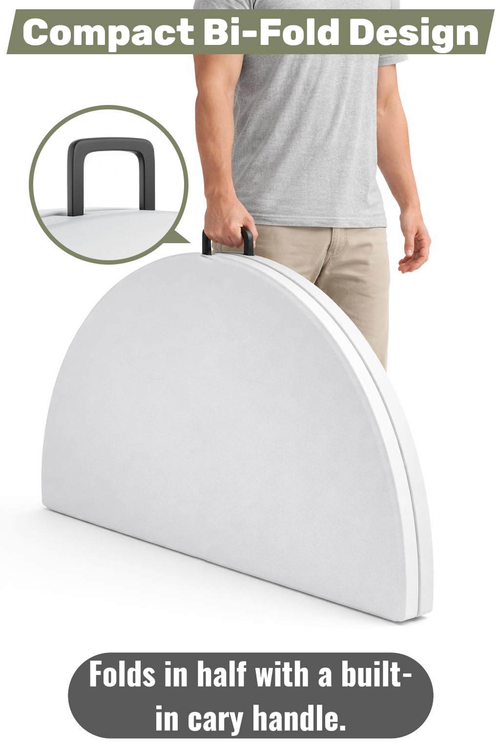 6 Ft Round Bi-Fold Folding Table with 10 Chairs S247