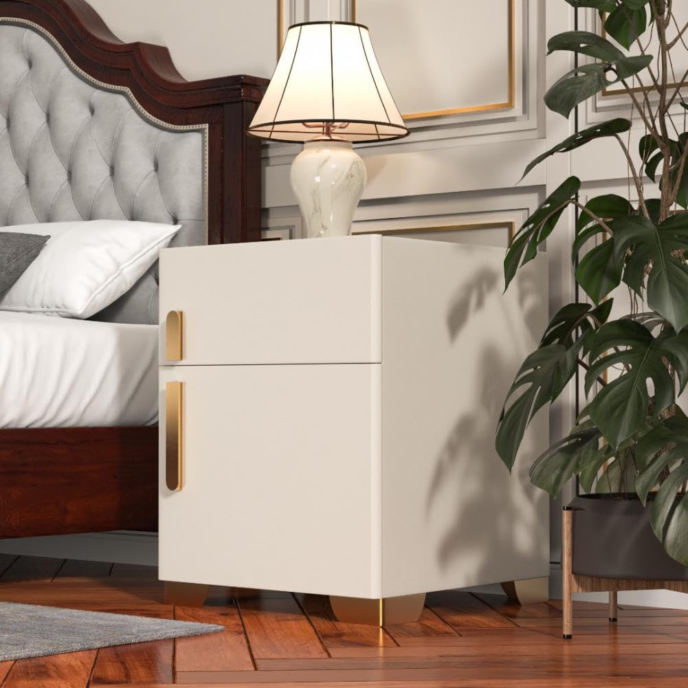 Wireless Charging Nightstand with Drawer and 3 LED Light J84466