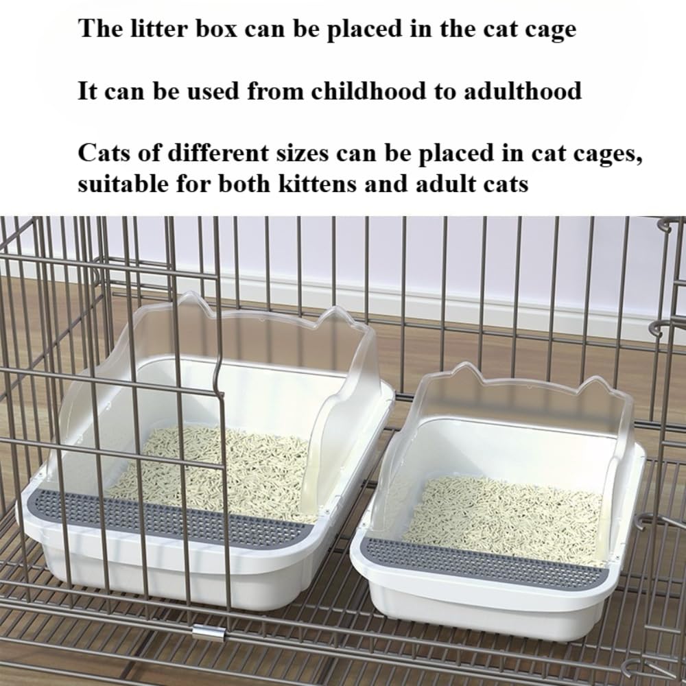 Open Top High Sided Cat Litter Box with Removable Tray and Scoop Q350994