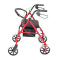Red Height Adjustable Steel Rolling Walker with Seat C784