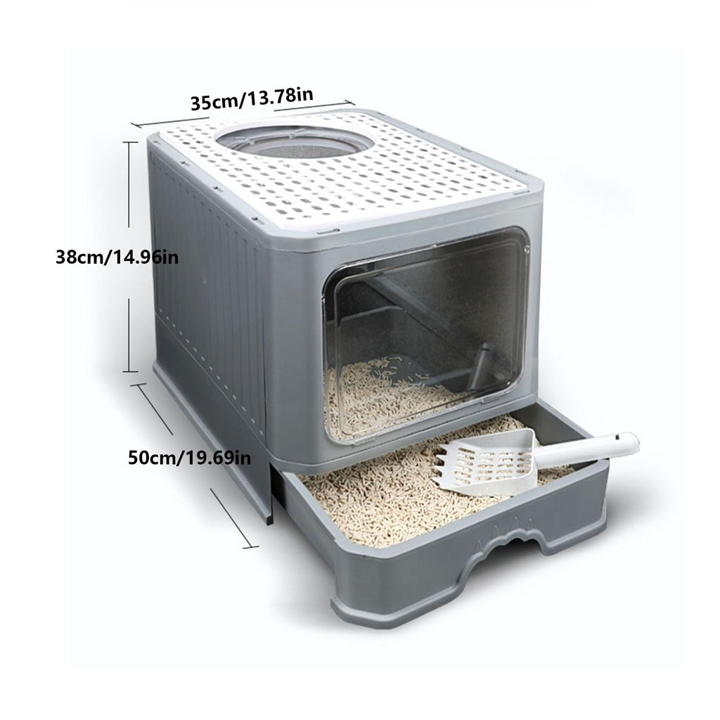 Enclosed Foldable Cat Litter Box with Lid C6122