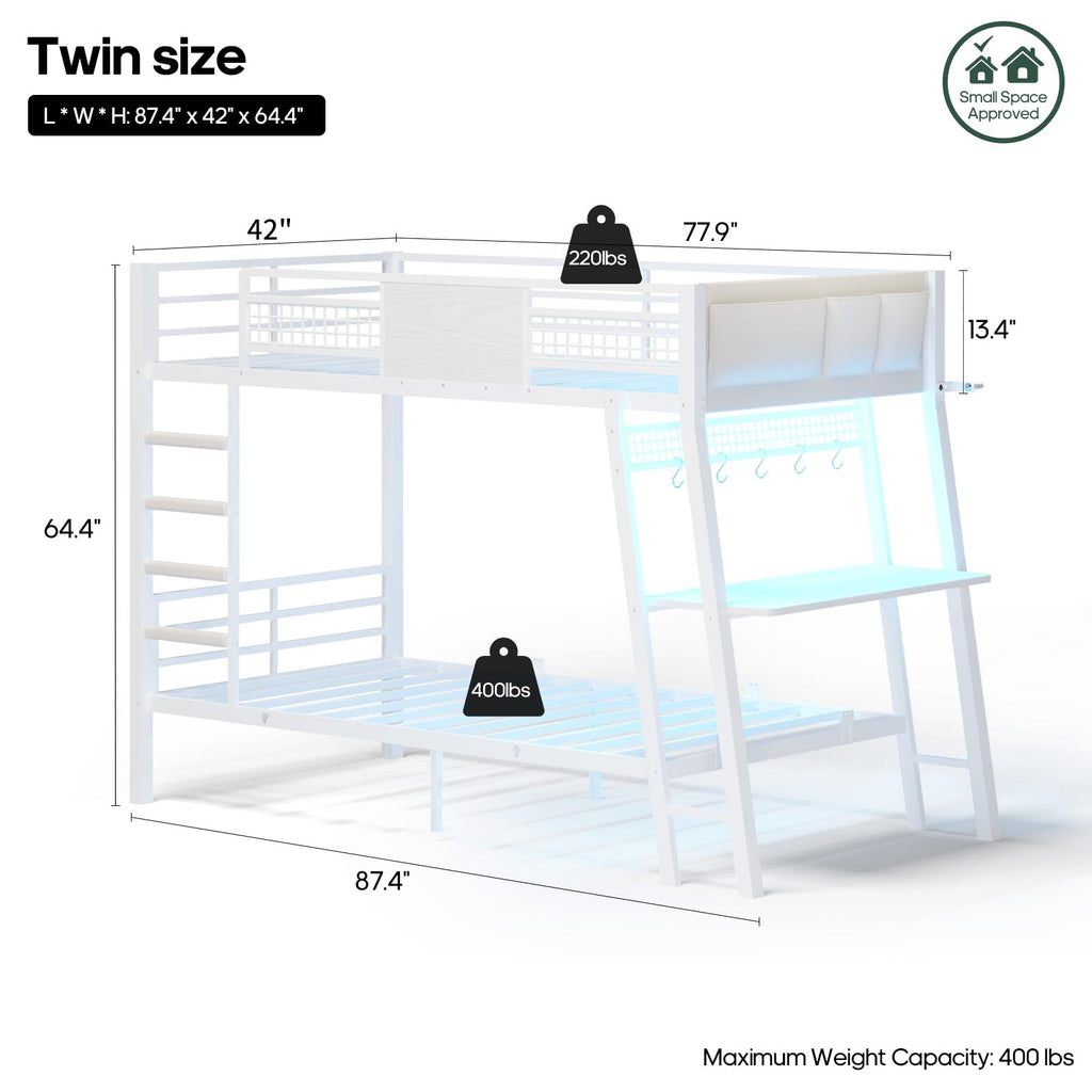 Twin Over Twin Bunk Beds with Desk O2774