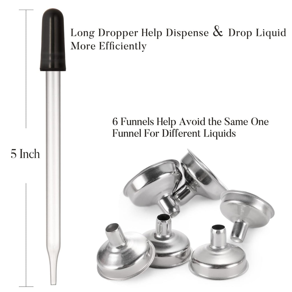 2 oz Dark Amber Dropper Bottles with Funnels O579021