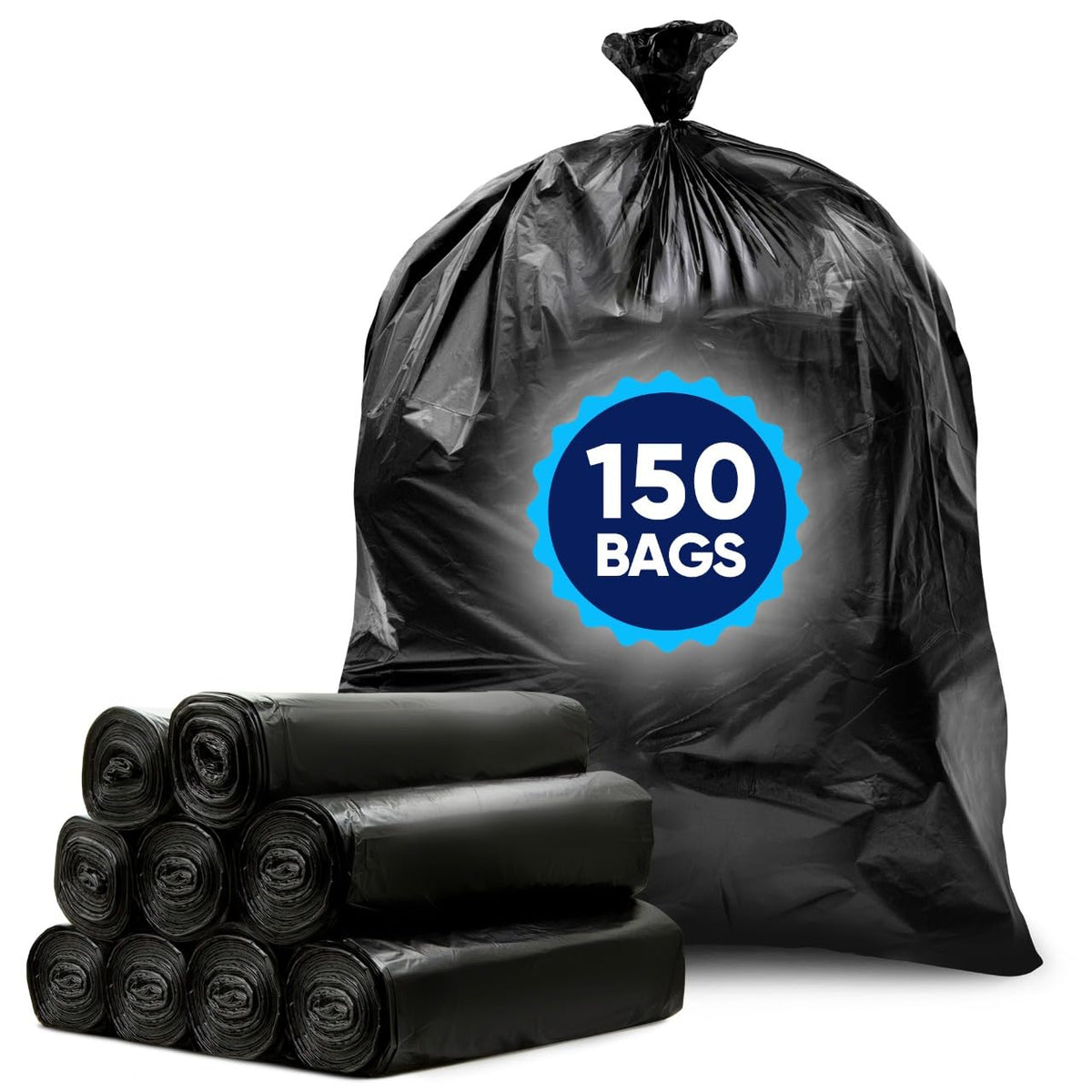 55-60 Gallon Heavy Duty Black Trash Bags 150 Bags D90282