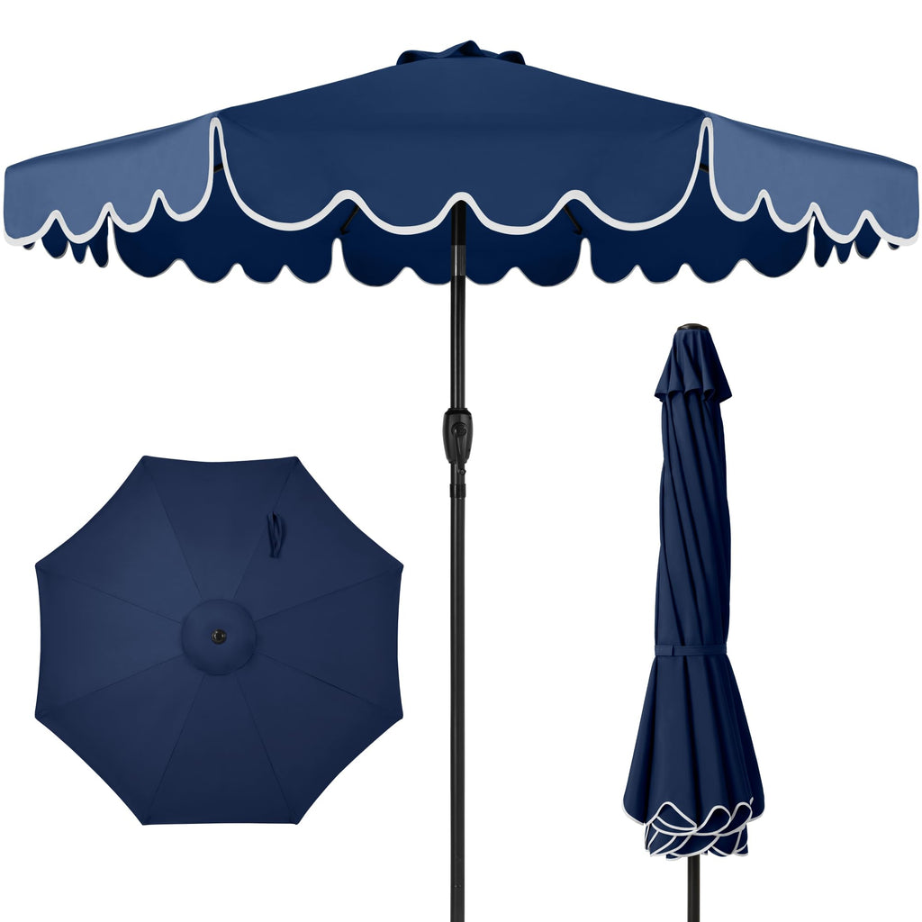 9ft Navy Patio Market Umbrella with Crank & Tilt V337