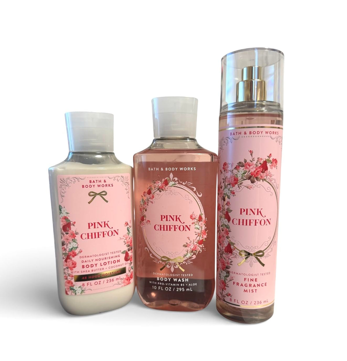 Pink Chiffon Shower Gel, Fragrance Mist & Body Lotion Set T3373