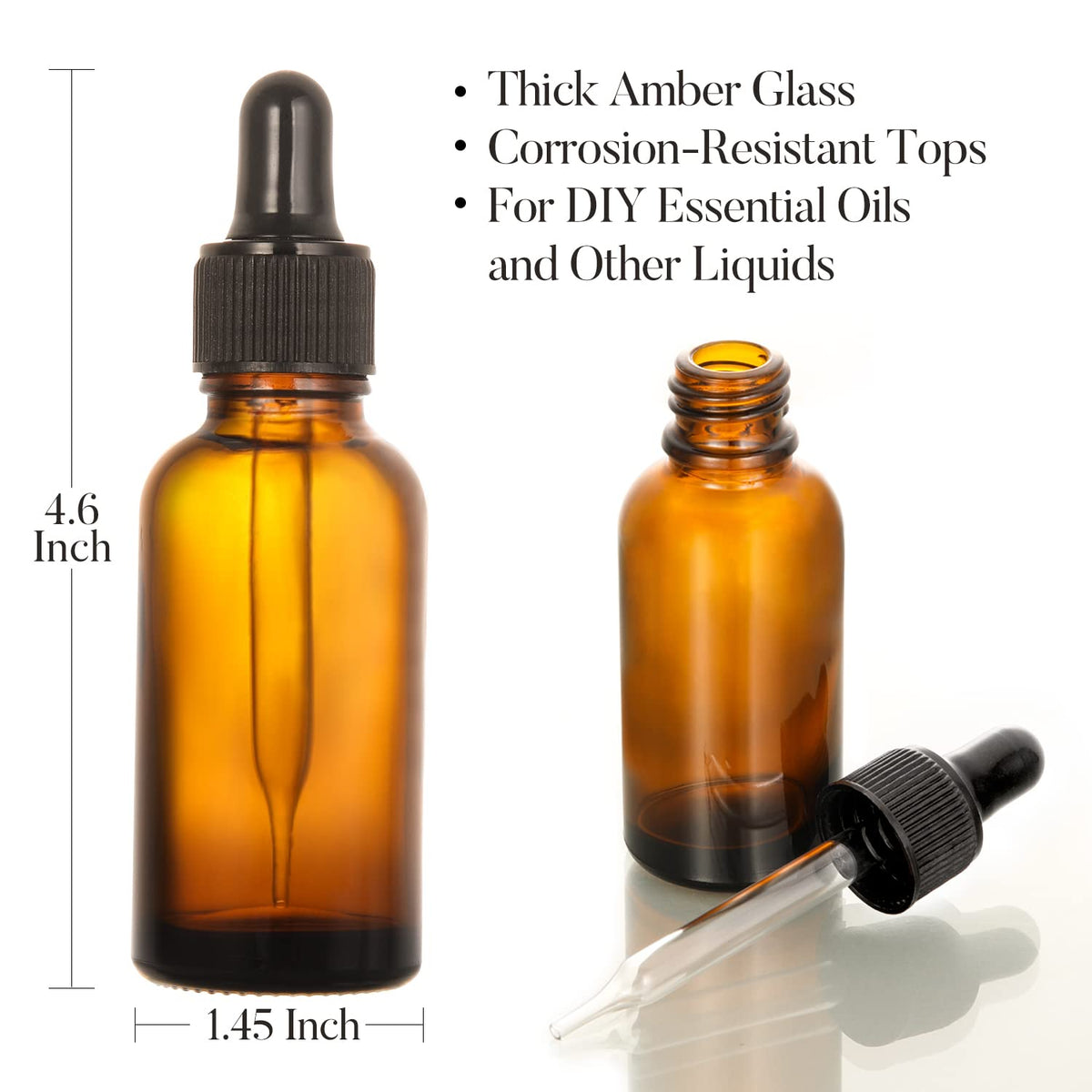 2 oz Dark Amber Dropper Bottles with Funnels O579021