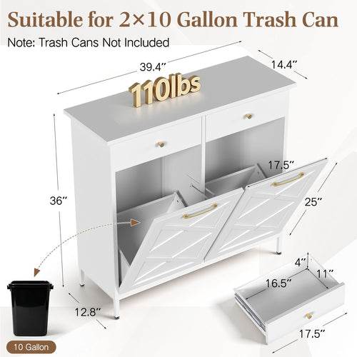 10 Gallon Metal Double Tilt Out Trash Can Cabinet S456