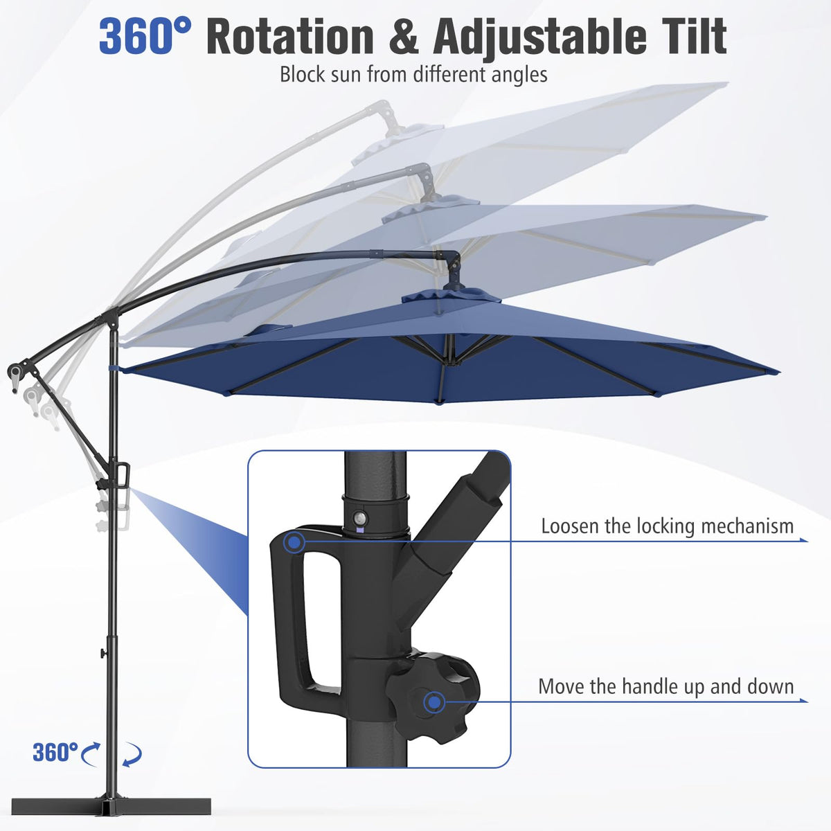 10 FT Navy Offset Cantilever Umbrella X780665