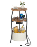 3-Tier Round End Table with Charging Station E21298