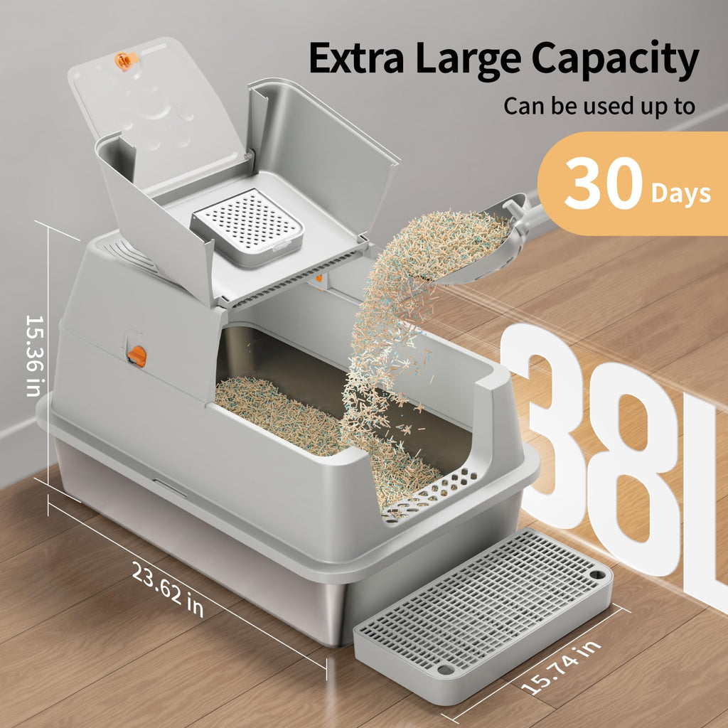 Stainless Steel XL Cat Litter Box with Lid W944