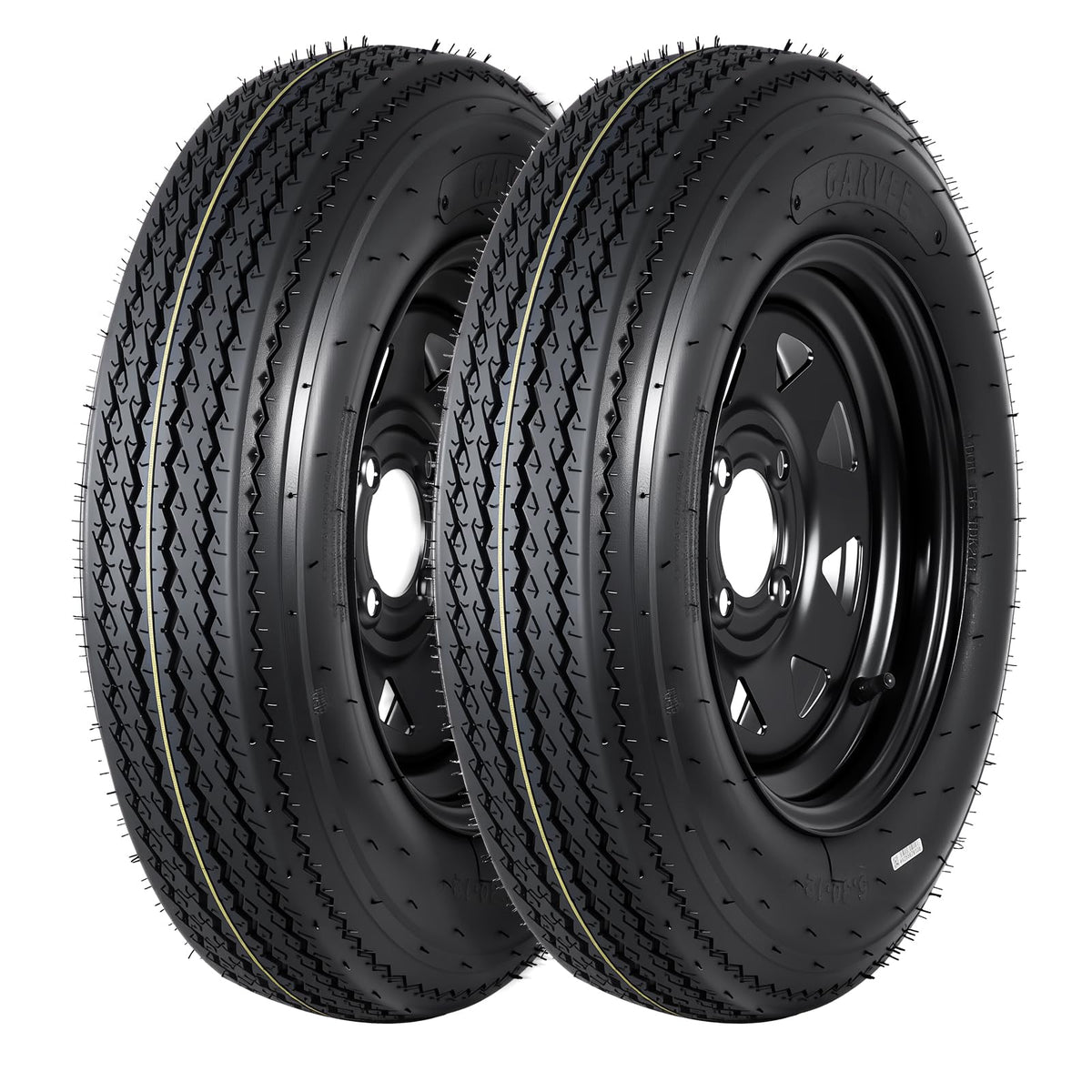 2-Pack Trailer Tire On Rim 5.30-12 4 Lug 12 in Wheels Load Range C Black L984485