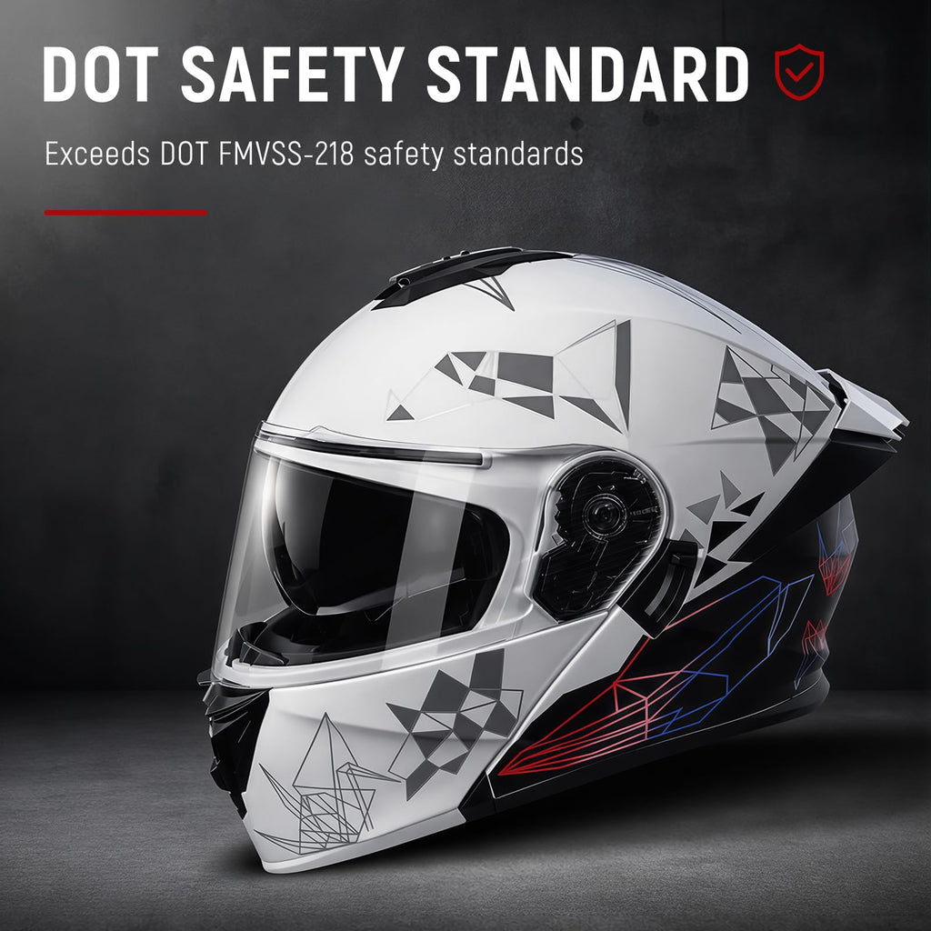 DOT Approved Flip Up Full Face Dual Visor Motorcycle Helmet Z3854
