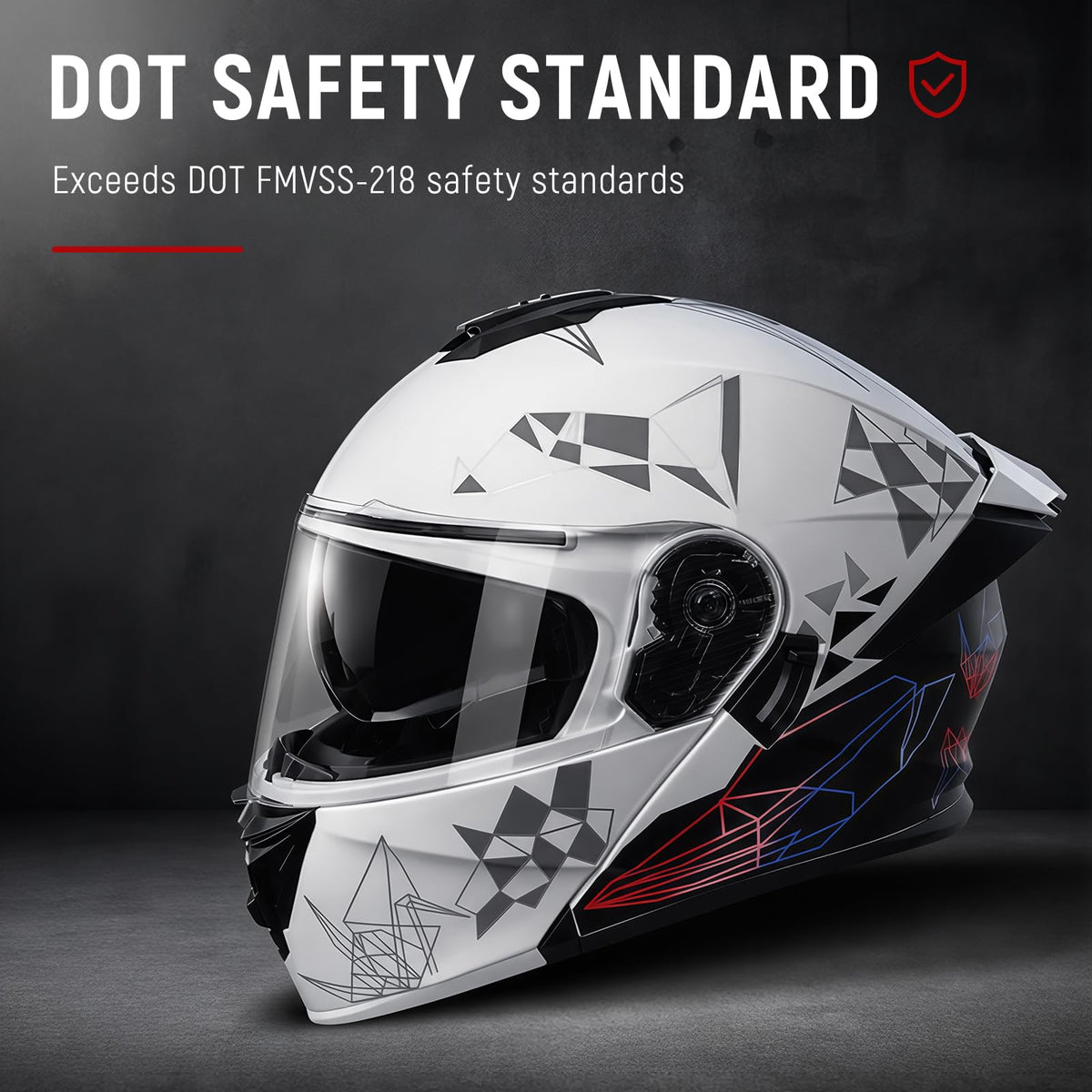 DOT Approved Flip Up Full Face Dual Visor Motorcycle Helmet Z3854