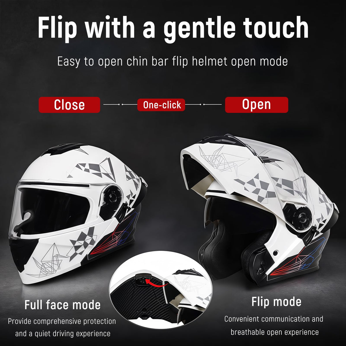 DOT Approved Flip Up Full Face Dual Visor Motorcycle Helmet Z3854
