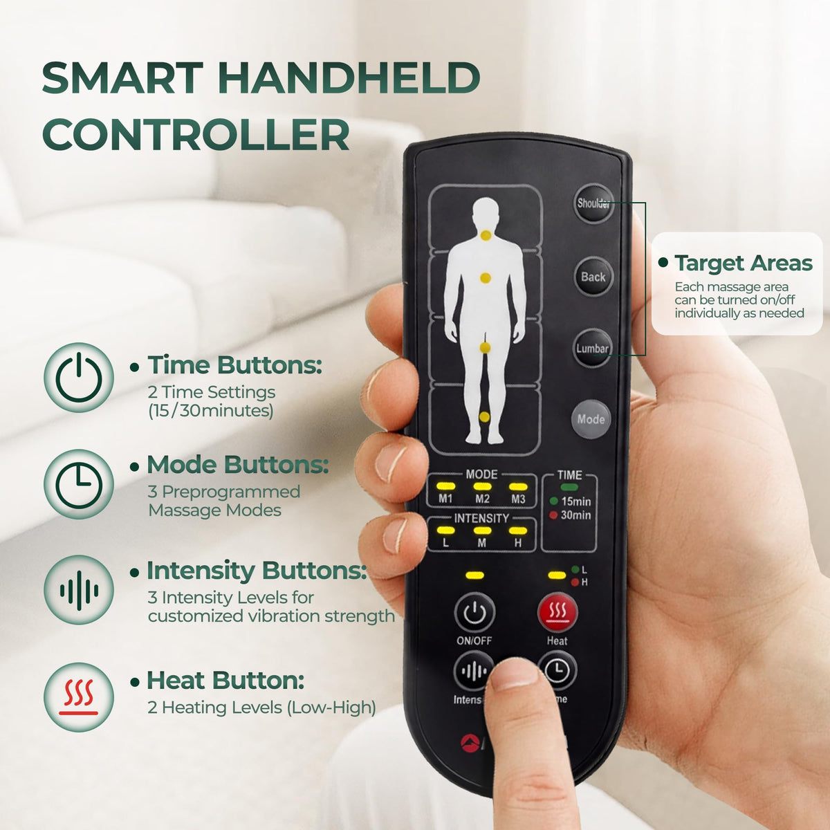 Full Body Massage Mat with Heat, 10 Motors, Detachable Massager Pad Z424