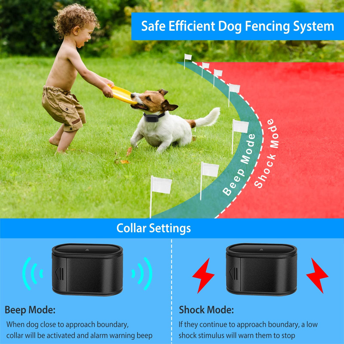 Electric Dog Fence System with 2 Waterproof Collar M802