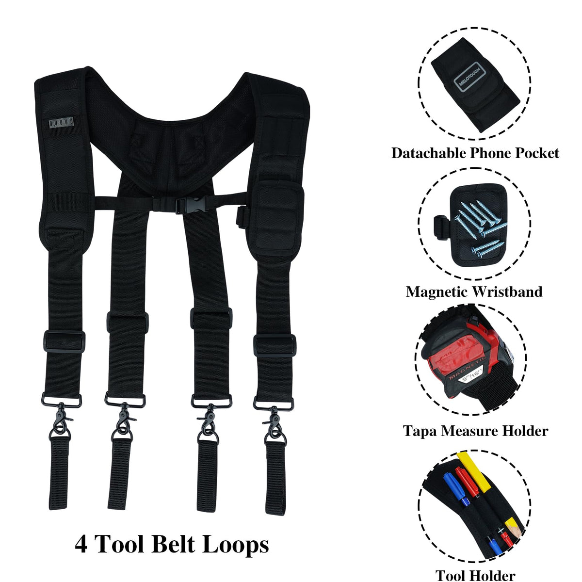 Magnetic Tool Belt Suspenders with Magnetic Wristband D2434