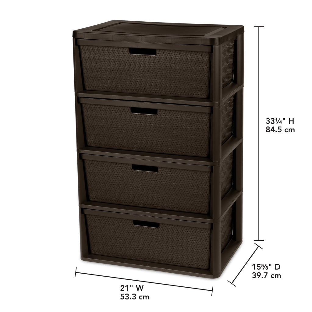 Brown 4-Drawer Storage Tower with Bins T5576