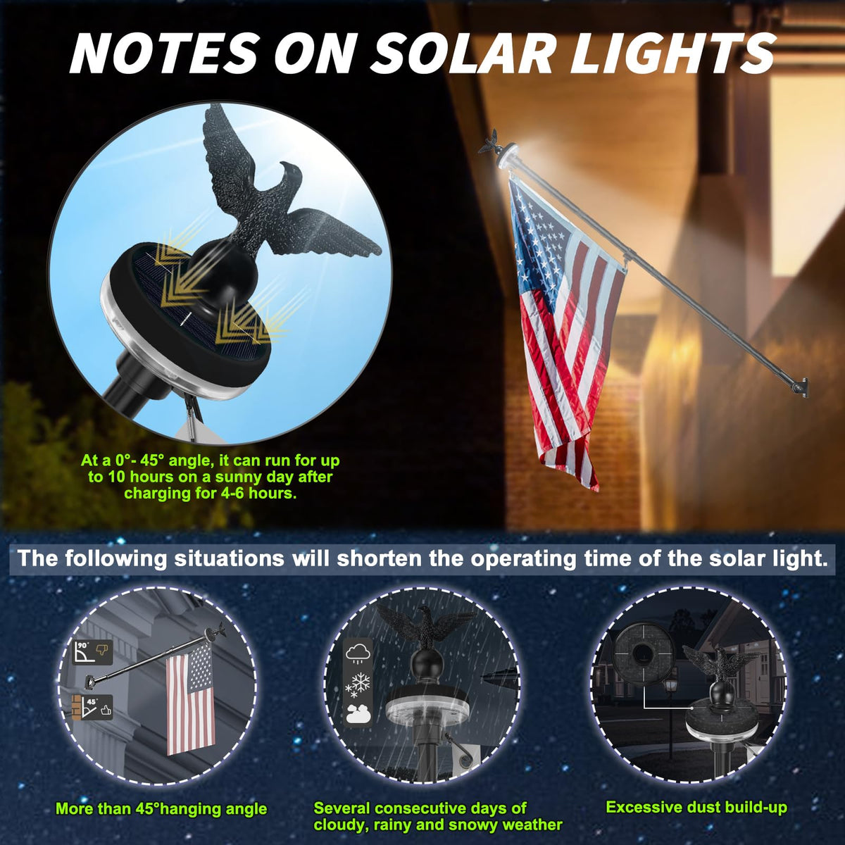 7FT Stainless Steel Flag Pole Kit with Solar Light and Adjustable Bracket M79492