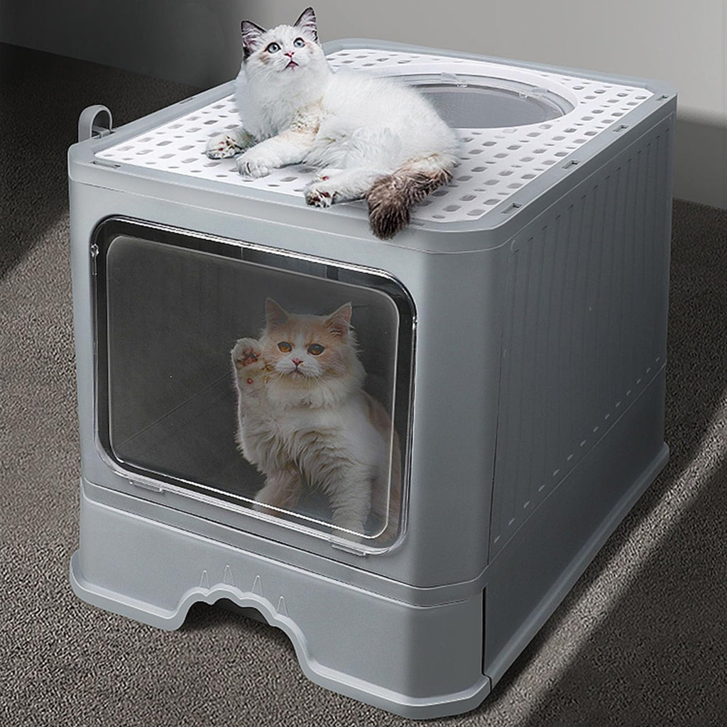 Enclosed Foldable Cat Litter Box with Lid C6122