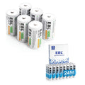 D Size Rechargeable Batteries 6 Pack, AAA Batteries 24 Pack N75955