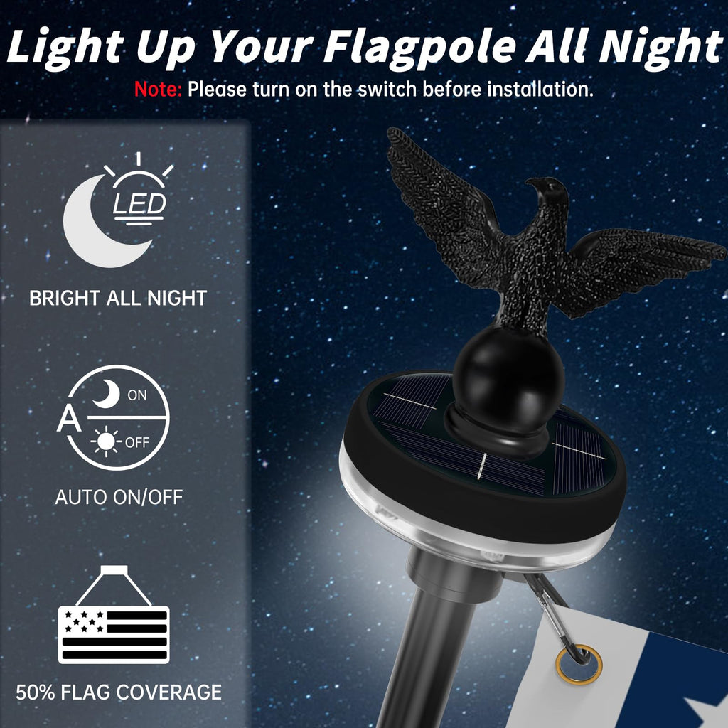 7FT Stainless Steel Flag Pole Kit with Solar Light and Adjustable Bracket M79492