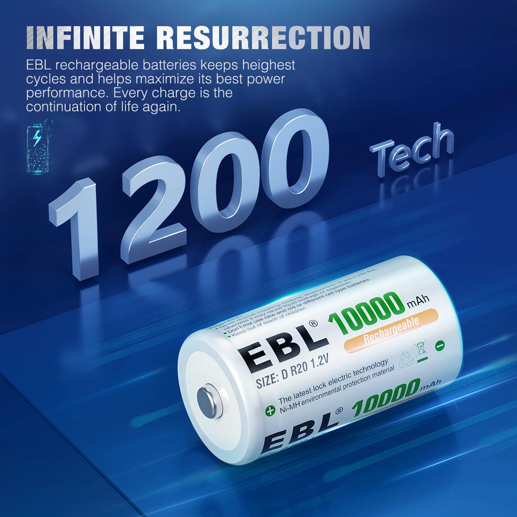 D Size Rechargeable Batteries 6 Pack, AAA Batteries 24 Pack N75955