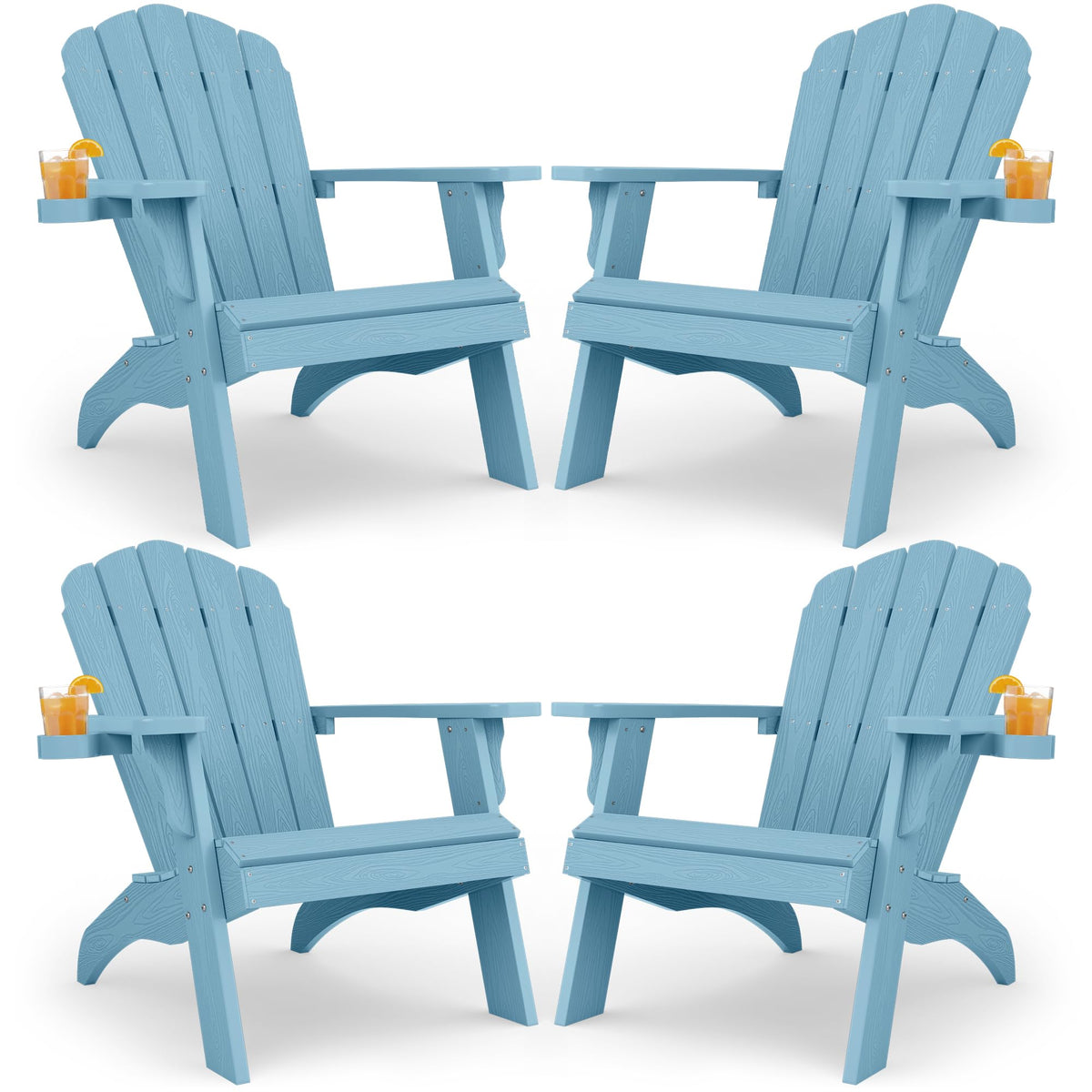 Oversized Adirondack Chair Set of 4 Blue B61328