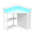 White Corner Desk with Drawers Shelves and Power Outlets Z90892