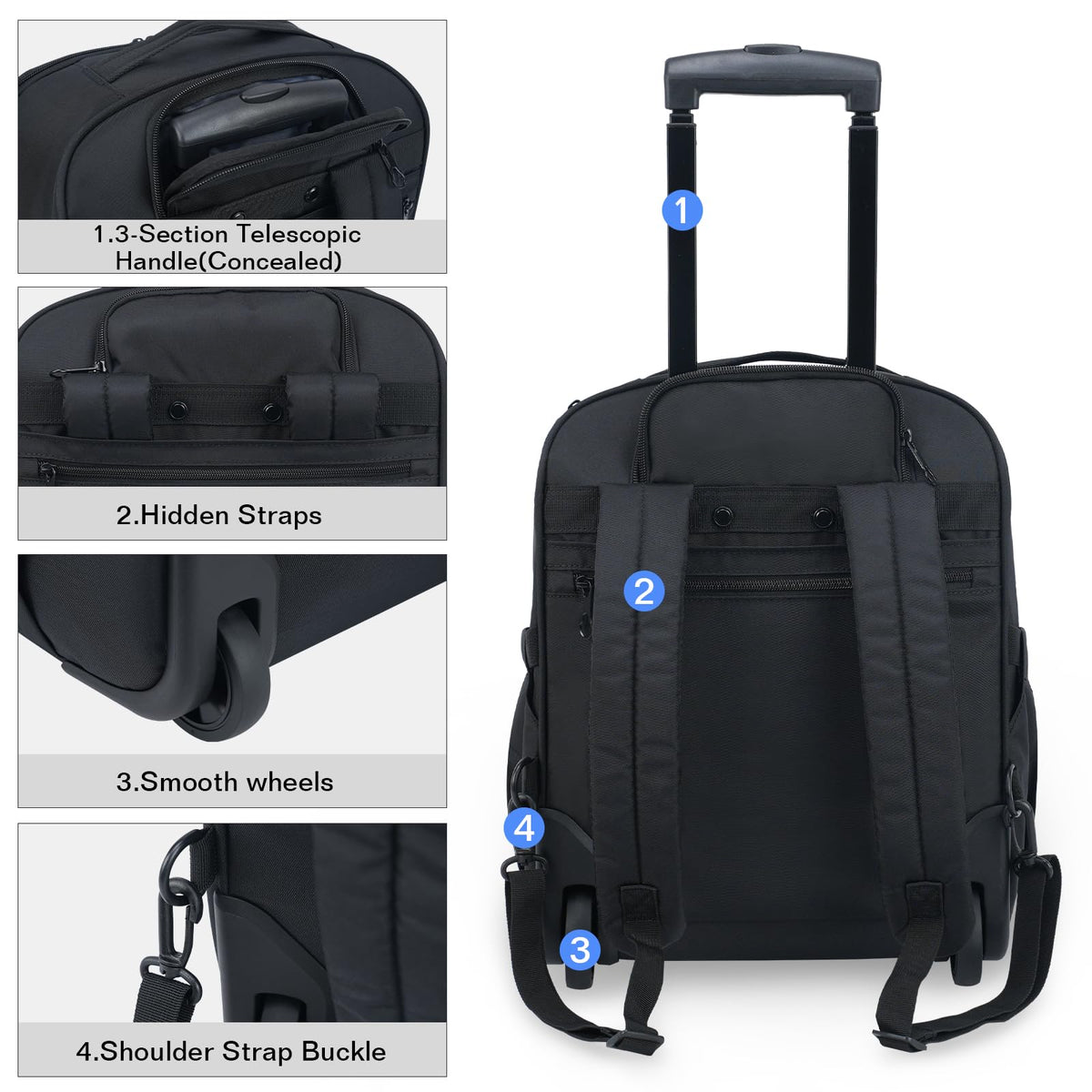 16-inch Underseat Carry On Suitcase Black D475