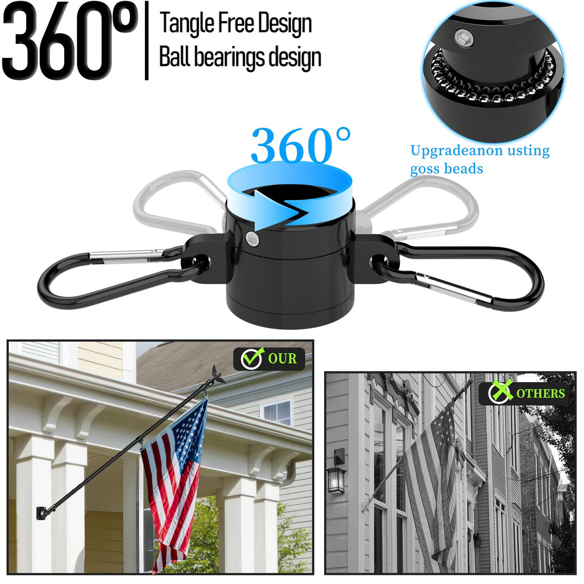 7FT Stainless Steel Flag Pole Kit with Solar Light and Adjustable Bracket M79492