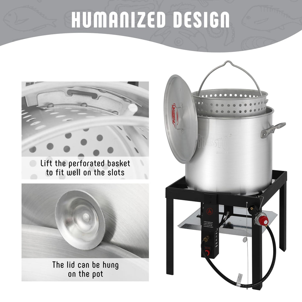 60QT Seafood Boil Pot with Basket and Burner O474