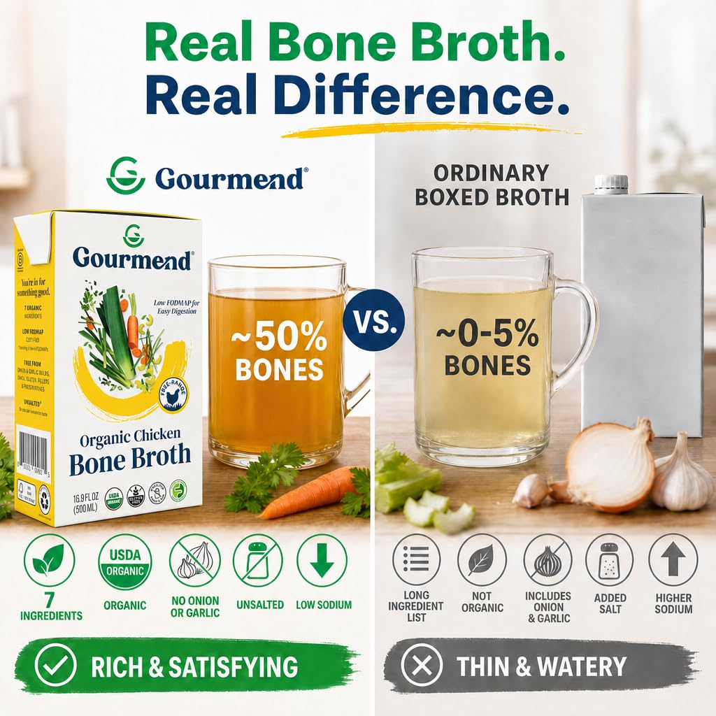 Organic Unsalted Chicken Bone Broth 16.9oz 3 Pack Y400