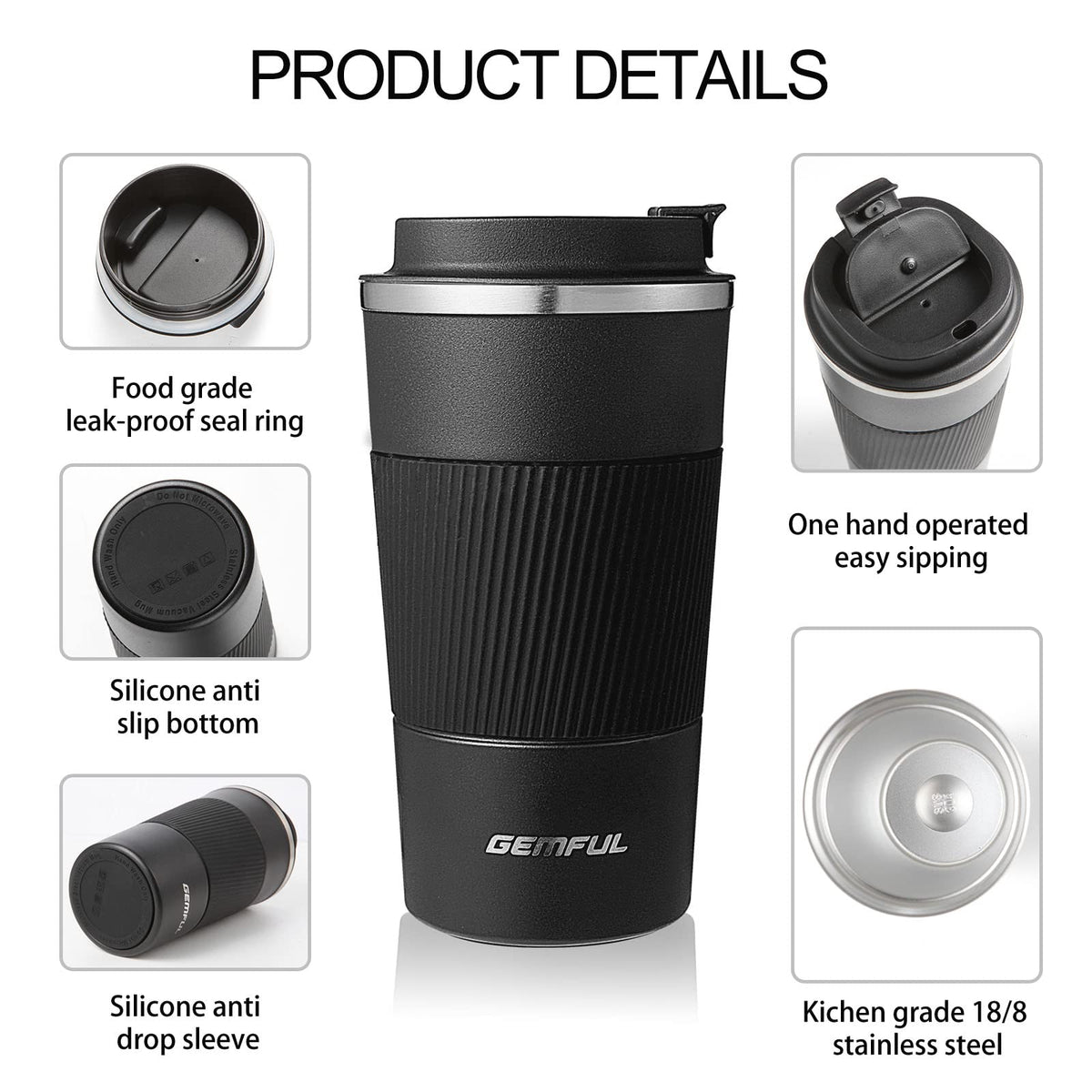 2 Pack 17oz Insulated Travel Coffee Mug with Lid K283974