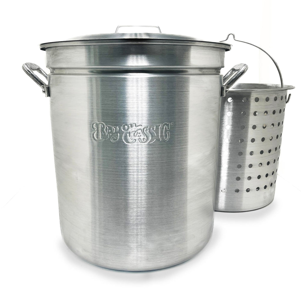 60 Qt Aluminum Stockpot with Basket A423