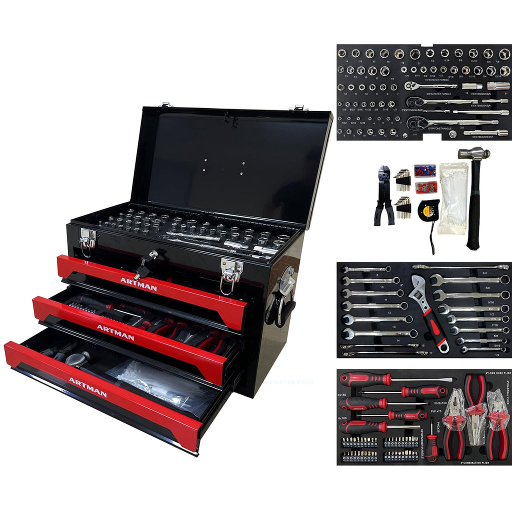 3-Drawer Steel Tool Chest with 439-Piece Mechanics Tool Set Z94600
